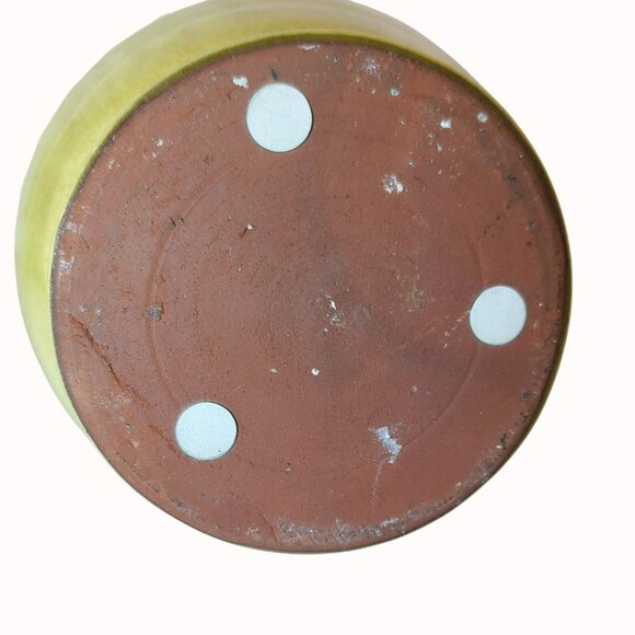 Vintage Raku Crackle Glaze Yellow Pitcher Vase Ruffle Border Studio Earthenware - Picture 7 of 8